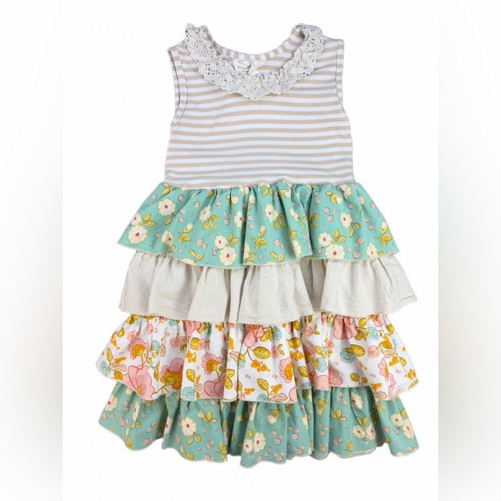 SADO Girls Sleeveless Tiered Ruffle Dress - 5-6Y